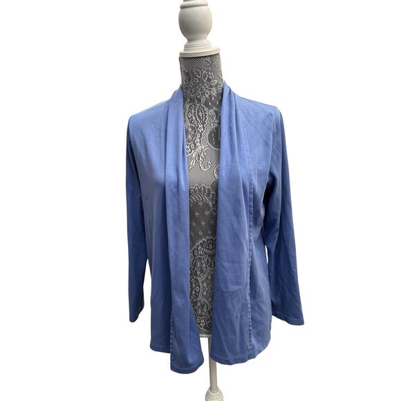 L.L. Bean Womens Medium Blue Purple Open Front Cardigan Supima Cotton Sweater - Picture 1 of 3